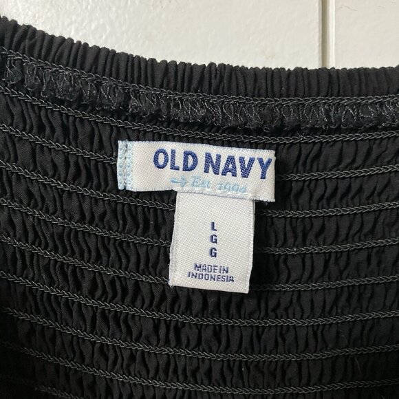 Old Navy Cami Mini Dress Womens L Black Shirred Neutral Swing Rayon - Picture 5 of 10